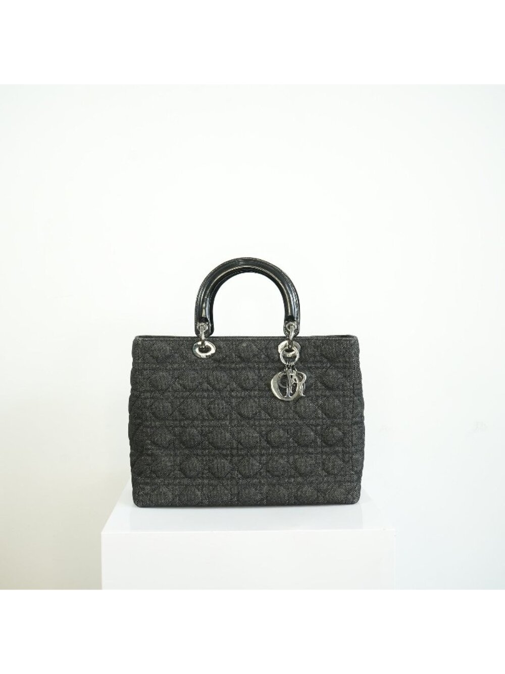 Christian Dior Black Denim Lady Dior Bag